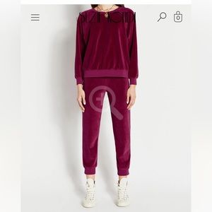 Suzie Kondi dusty rose velour track pants & raglan top track suit xs